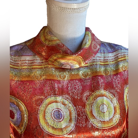 Vintage 1960s Elinor Simmons for Malcolm Starr Metallic Long Sleeve Dres… - Picture 10 of 16